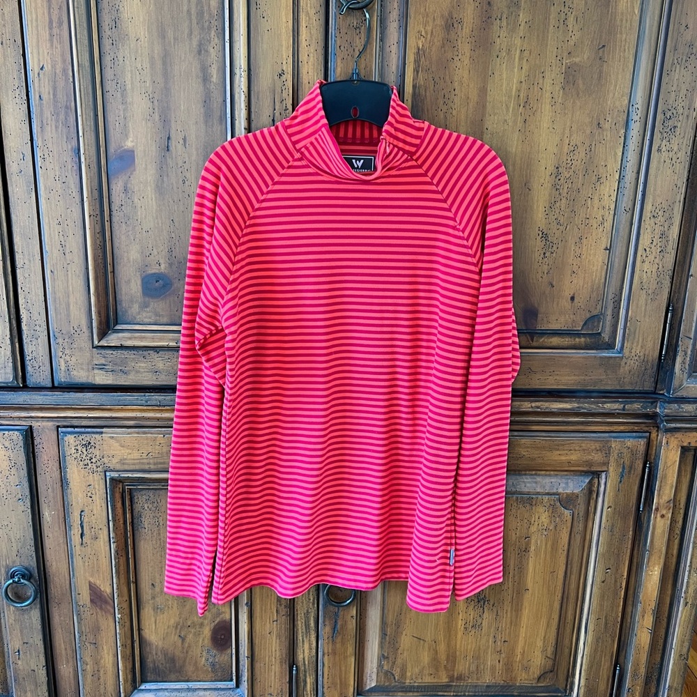 White Sierra Orange and Red Ribbed Long Sleeve Tee